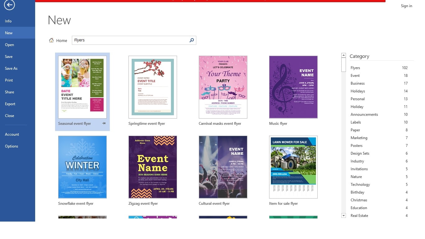 Mở mẫu tờ rơi có sẵn trên word