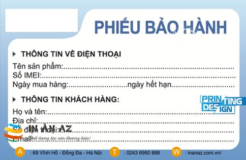 In phiếu bảo hành giá rẻ #1 Việt Nam | Miễn phí thiết kế mẫu