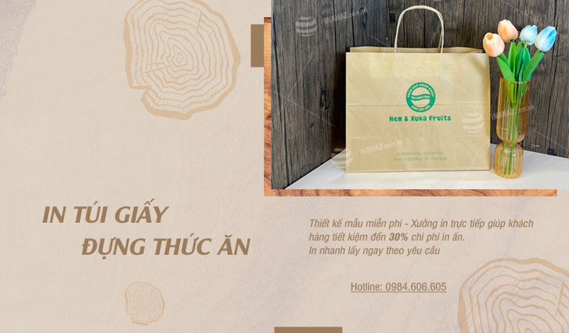 In túi giấy đựng thức ăn giá rẻ theo yêu cầu tại Hà Nội