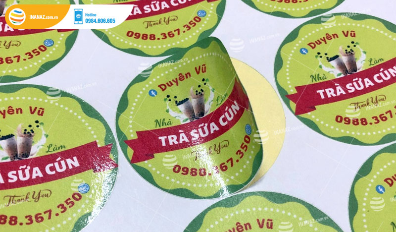 Mẫu sticker dán Trà sữa Cún