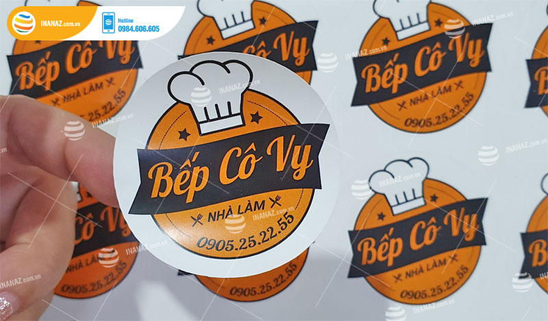 Sticker dán sản phẩm cho cửa hàng Bếp Cô Vy