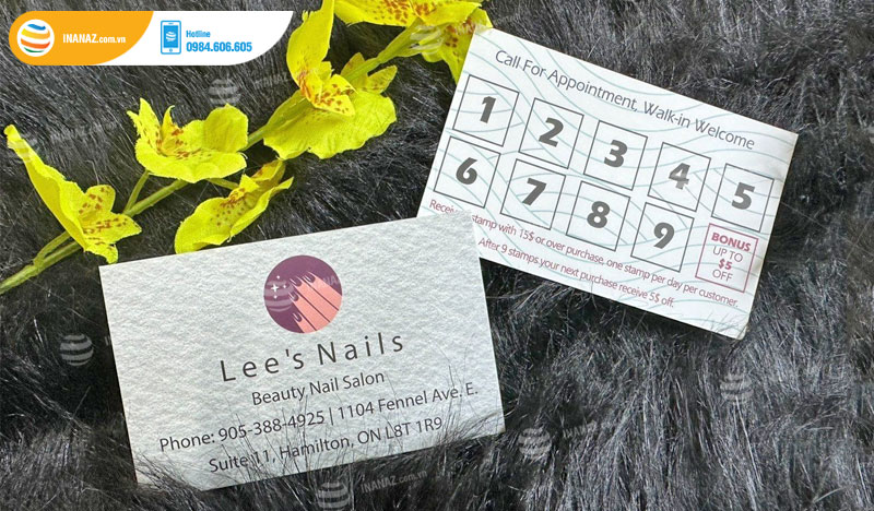 Mẫu name card tiệm nail Lee's Nails