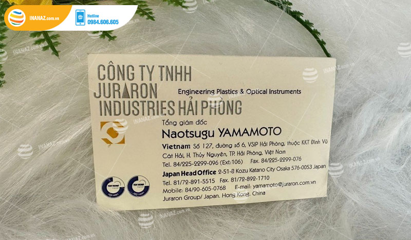 Mẫu name card giấy mỹ thuật Công ty TNHH Juraron Industries Hải Phòng