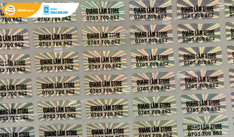 Mẫu tem 7 màu hologram cửa hàng Quang Lâm Store