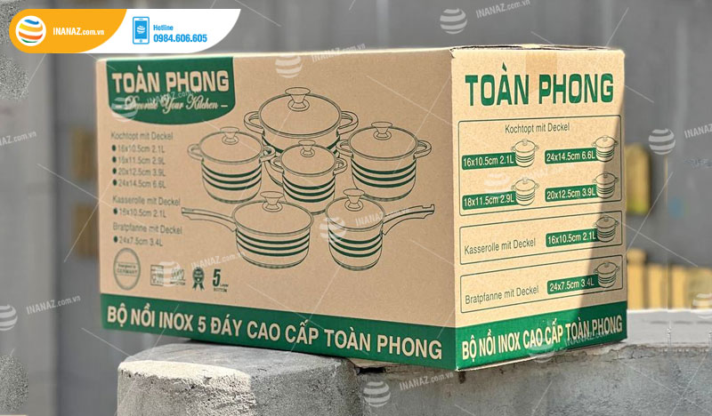 Mẫu hộp, thùng carton đựng nồi inox