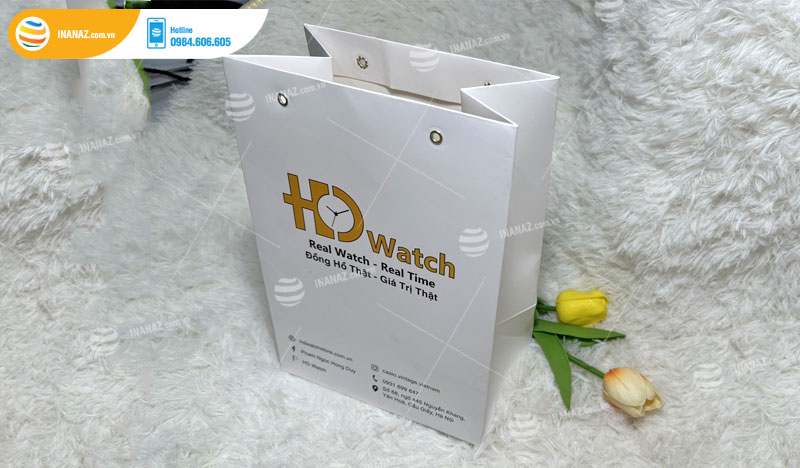 Mẫu túi giấy mini đựng đồng hồ cửa hàng HD WATCH