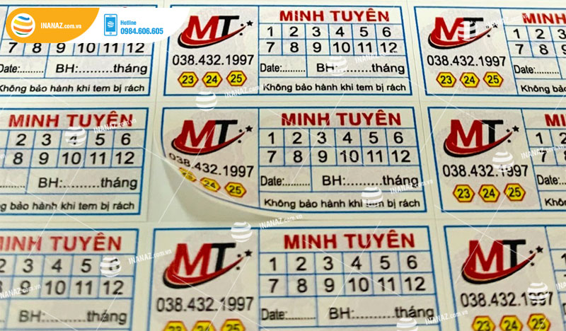 Mẫu tem bảo hành cửa hàng Minh Tuyên