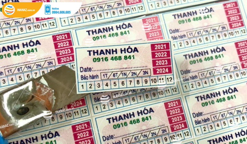 Mẫu tem bảo hành hình chữ nhật Thanh Hoá