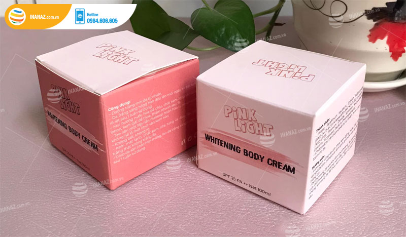 Mẫu hộp giấy đựng kem body Pink Light