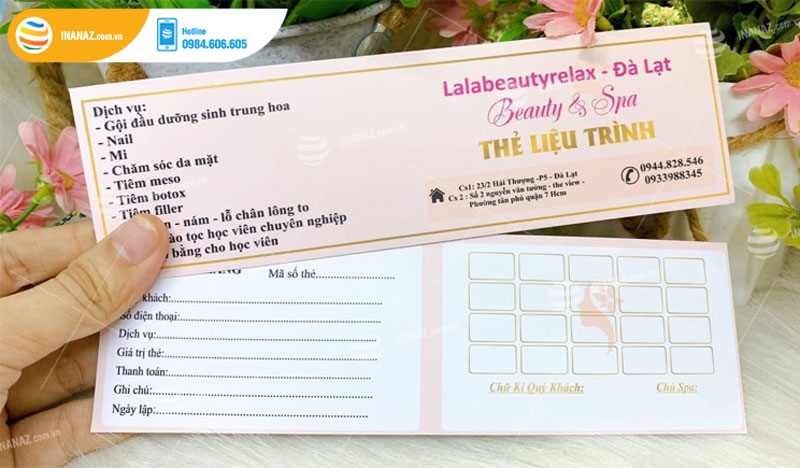 Mẫu thẻ liệu trình cho tiệm spa Lalabeautyrelax