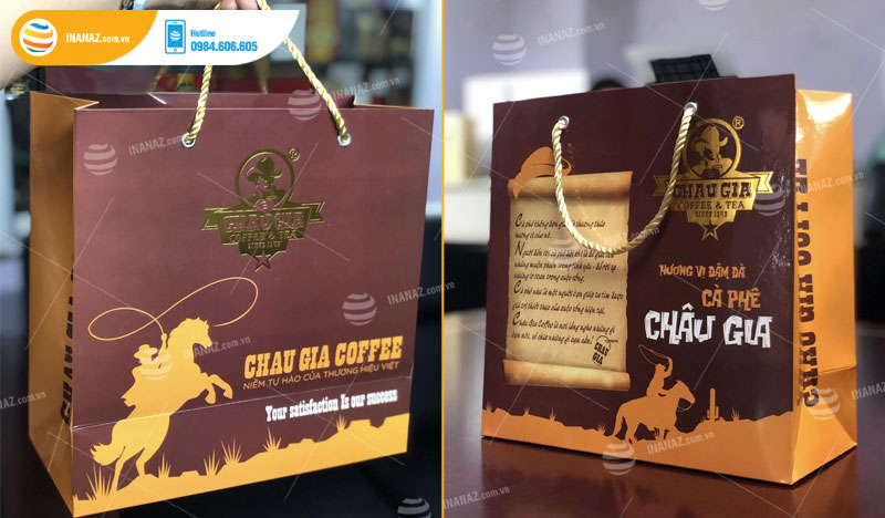 Mẫu túi giấy cao cấp đựng cà phê thương hiệu Chau Gia Coffee