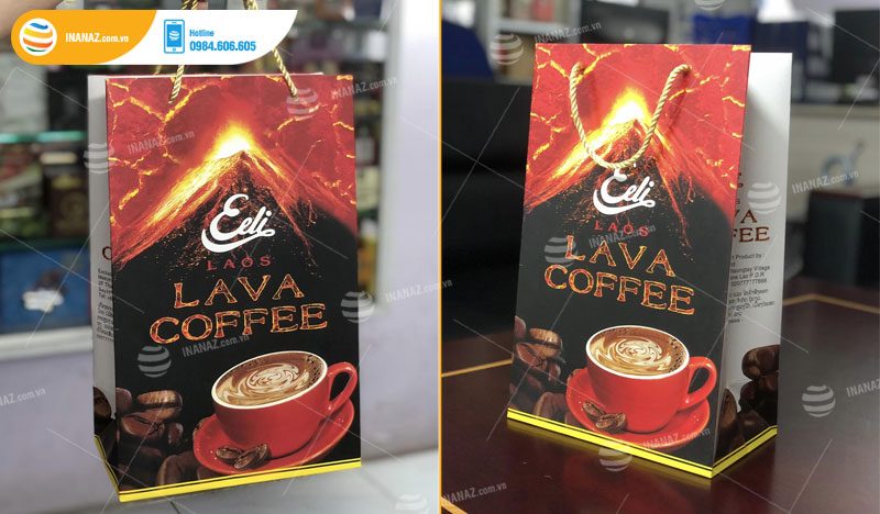 Mẫu túi giấy đựng cà phê cho cửa hàng LAVA COFFEE