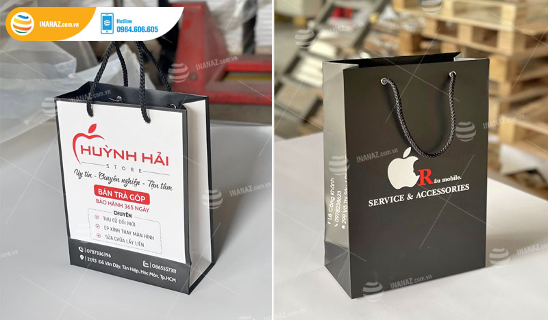 Mẫu túi giấy đựng điện thoại cho shop Huỳnh Hải Store