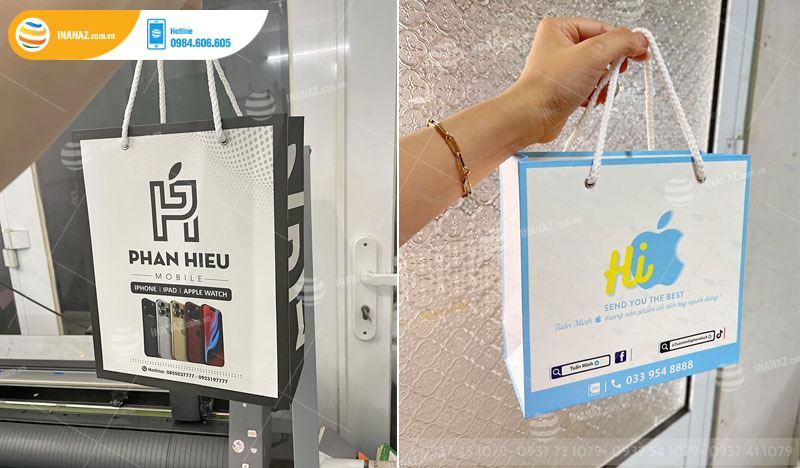 Mẫu túi giấy đựng điện thoại cho shop Phan Hieu Mobile