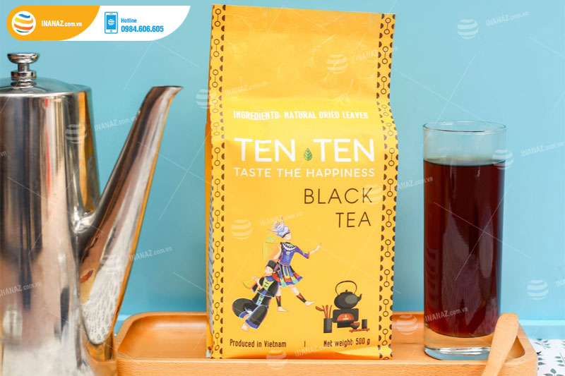 Thiết kế túi giấy đựng trà đen TEN TEN