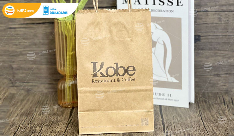 Mẫu túi giấy kraft sang trọng cho nhà hàng Kobe