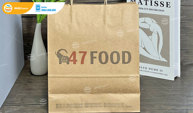 In túi giấy kraft đựng thức ăn cho cửa hàng 47foood