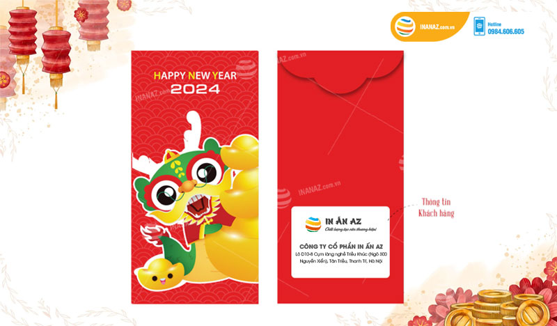 Bao lì xì Happy New Year 2024 hot trend