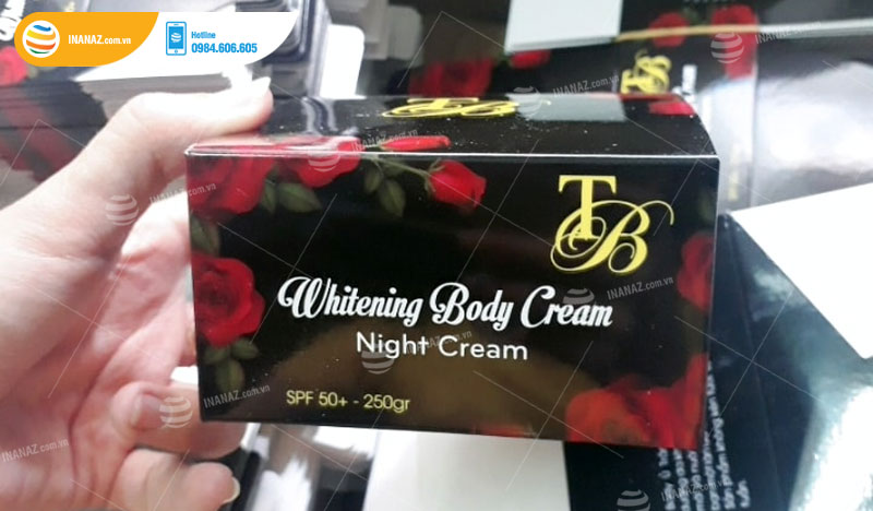 In hộp giấy đựng kem Whitening body cream