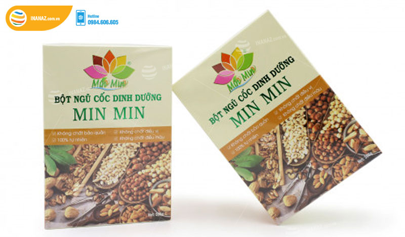 Mẫu hộp giấy đựng ngũ cốc dinh dưỡng Min Min