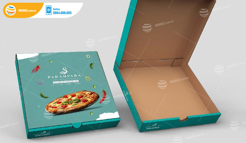 Mẫu hộp giấy đựng pizza nắp gài thông dụng