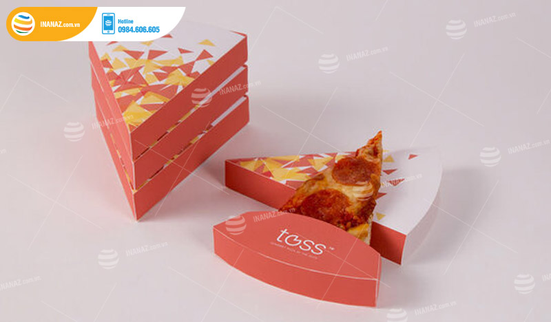 Mẫu hộp giấy tam giác đựng pizza 