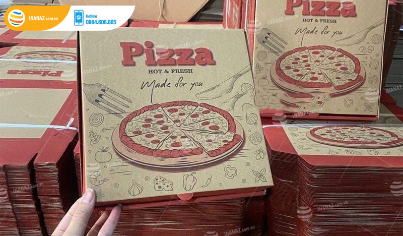 Mẫu hộp giấy đựng pizza kiểu dáng nắp gài