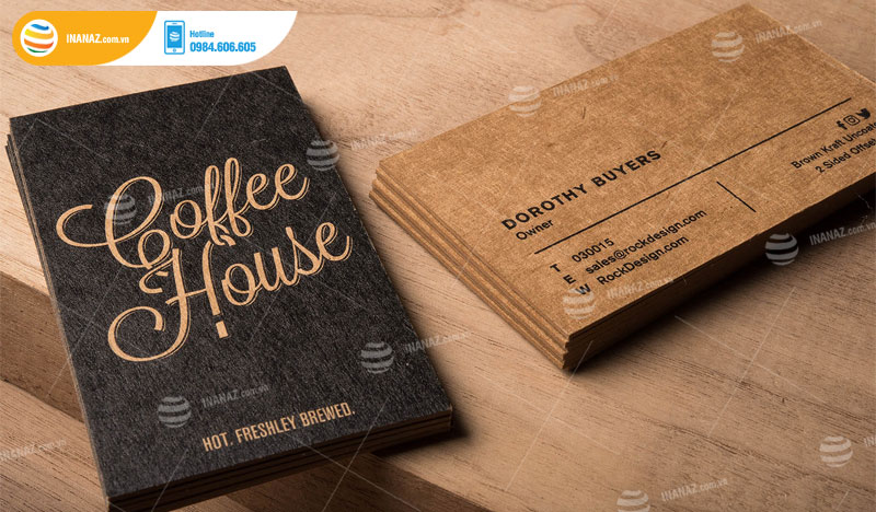 Mẫu card visit giấy kraft đẹp cho thương hiệu Coffe House