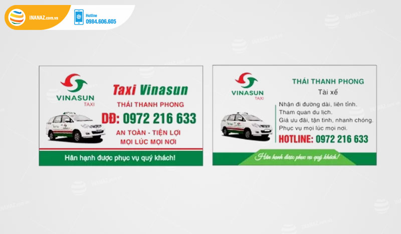 Card visit xe ô tô taxi Vinasun