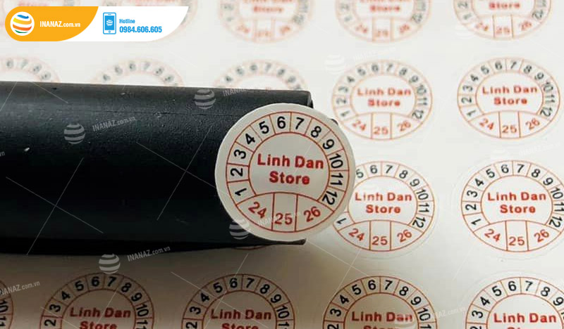 Mẫu tem vỡ bảo hành hình tròn Linh Dan Store