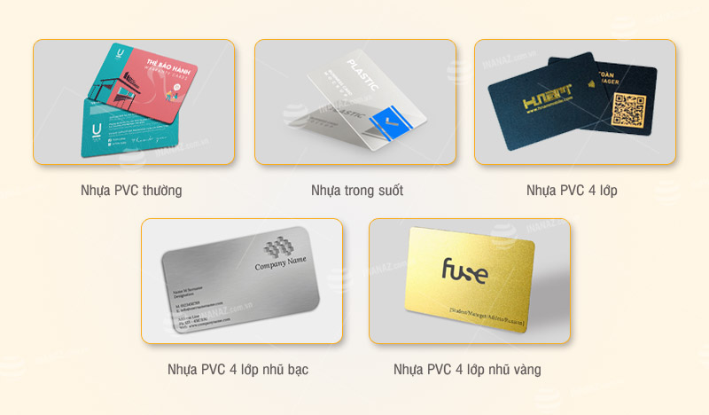 Các loại thẻ nhựa PVC được sử dụng phổ biến