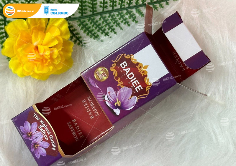 Mẫu hộp giấy đựng saffron Badiee