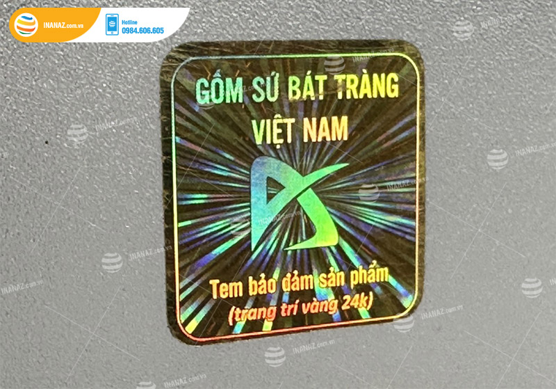 Mẫu tem 7 màu hologram gốm sứ Bát Tràng