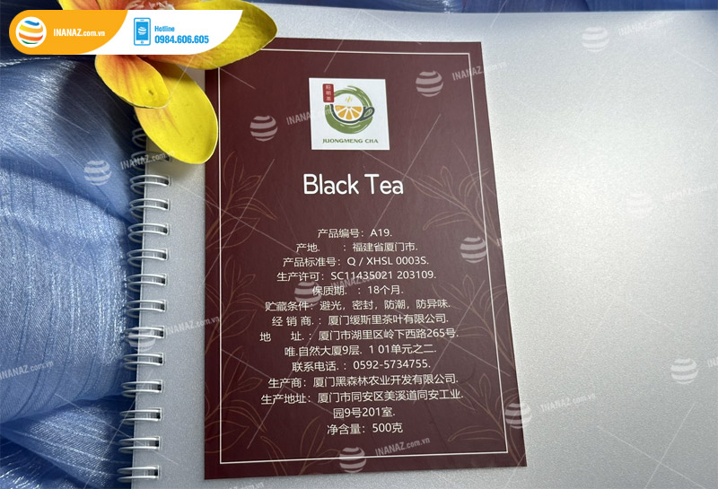 Mẫu tem nhãn dán trà Black Tea