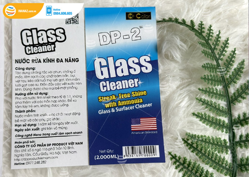 Mẫu tem nhãn nước lau kính Glass Cleaner