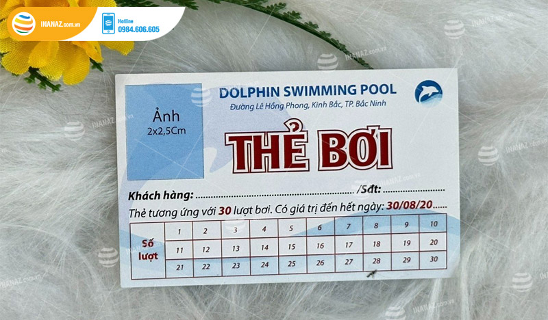 Mẫu thẻ bơi Dolphin Swimming Pool