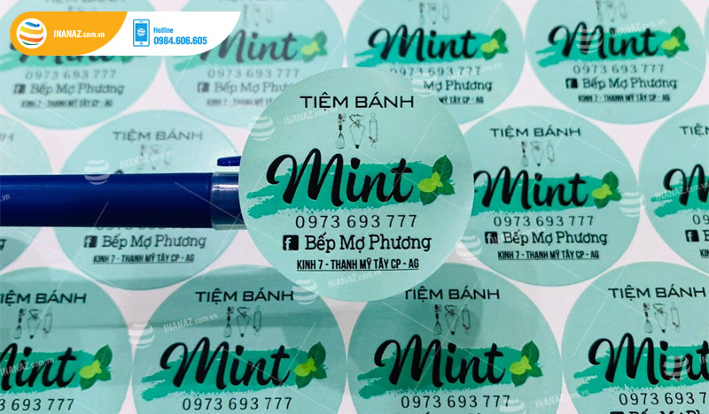 Mẫu sticker dán hình tròn thiết kế đẹp