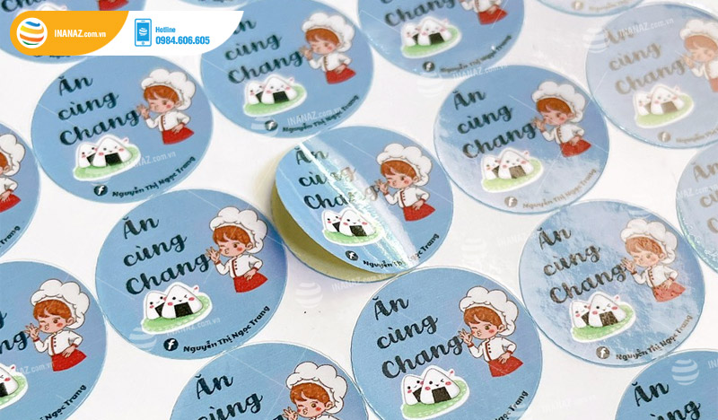 Mẫu sticker dán hình tròn thiết kế đẹp