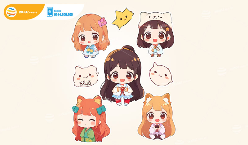 Mẫu sticker Anime dễ thương