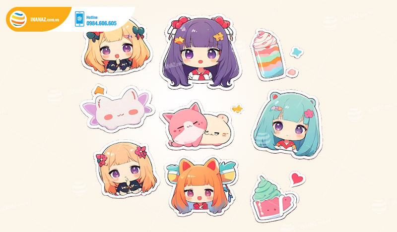 Mẫu sticker Anime dễ thương