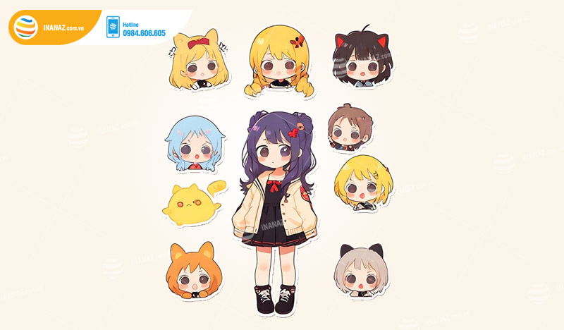 Mẫu sticker Anime dễ thương