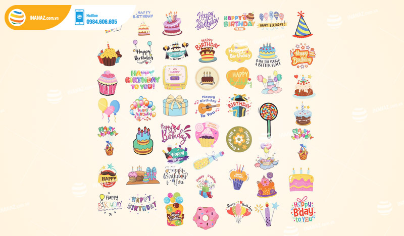 Vai trò của các mẫu sticker dán trong tiệc sinh nhật, happy birthday