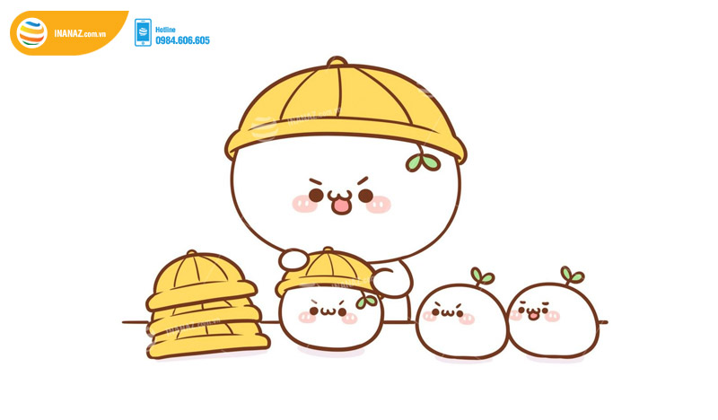 Mẫu sticker cute lá chona dễ thương