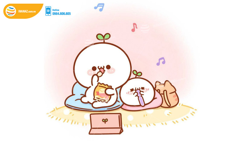 Mẫu sticker cute lá chona dễ thương