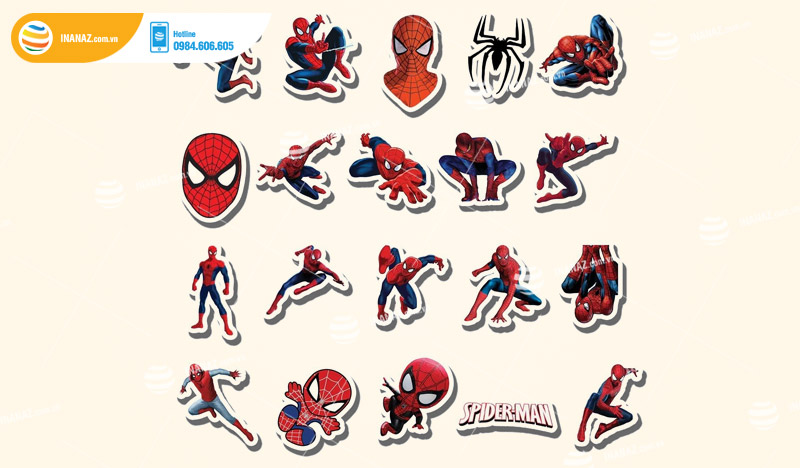 Quy cách in ấn mẫu sticker người Nhện (Spiderman)