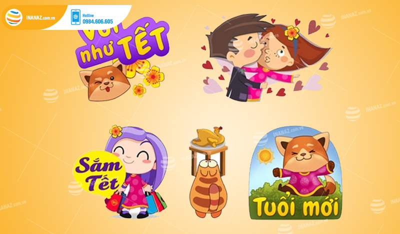 Thiết kế sticker dán đẹp trong ngày Tết