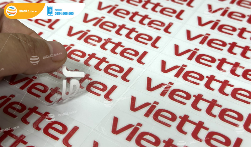 Mẫu tem UV DTF công ty Viettel