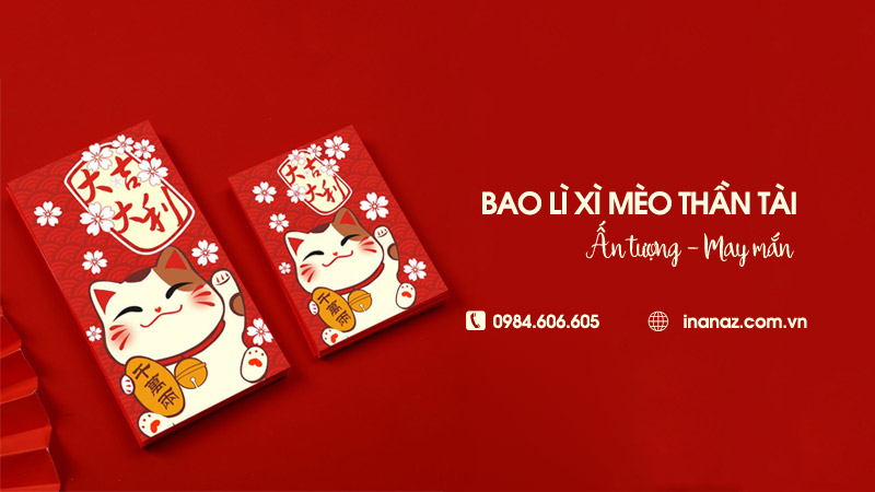 Tổng hợp 19+ mẫu bao lì xì mèo thần tài may mắn, tài lộc