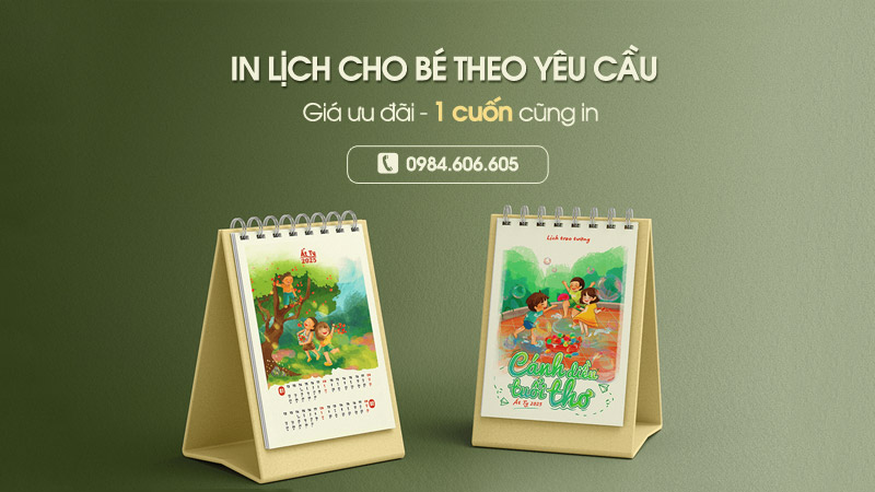 Dịch vụ thiết kế in ấn lịch cho bé lấy nhanh giá rẻ tại Hà Nội, 1 cuốn cũng in