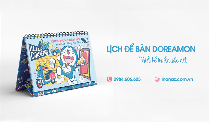 In lịch để bàn Doreamon giá rẻ tại Hà Nội, nhận in từ 1 cuốn